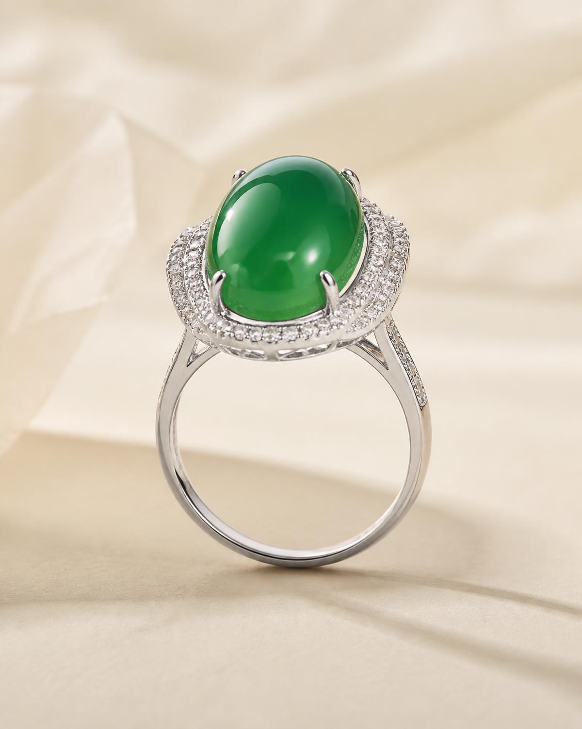 Fortuna Jade Ring — jade sterling silver ring, studio photograph on a clean background