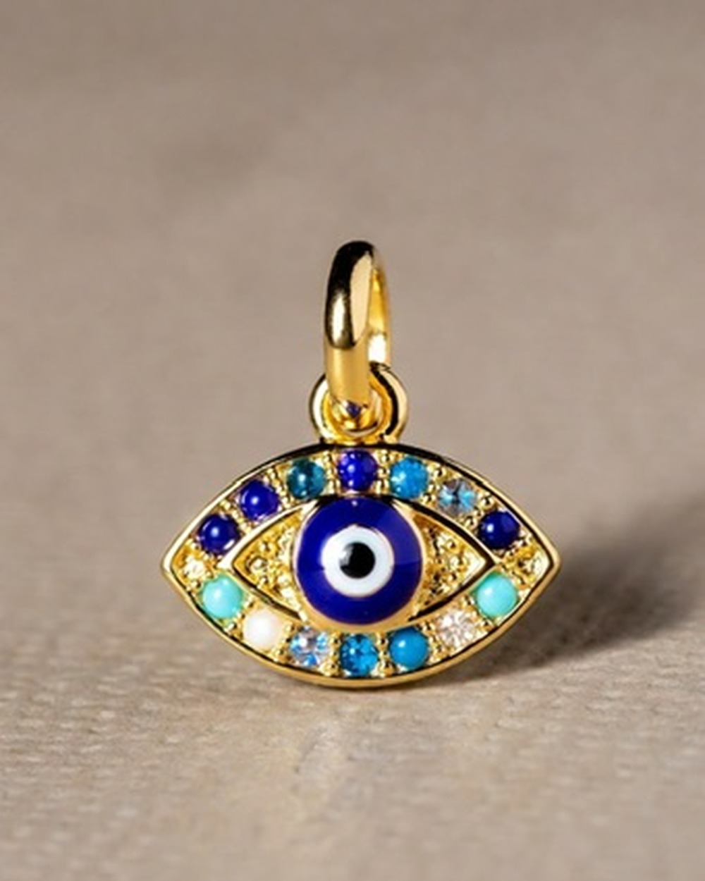 Occhio Evil Eye Charm — 14k gold vermeil pendant, studio photograph on a clean background